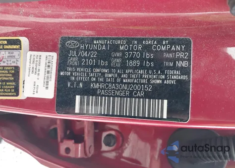 2022 Hyundai Venue Sel from USA, damaged, VIN KMHRC8A30NU200152